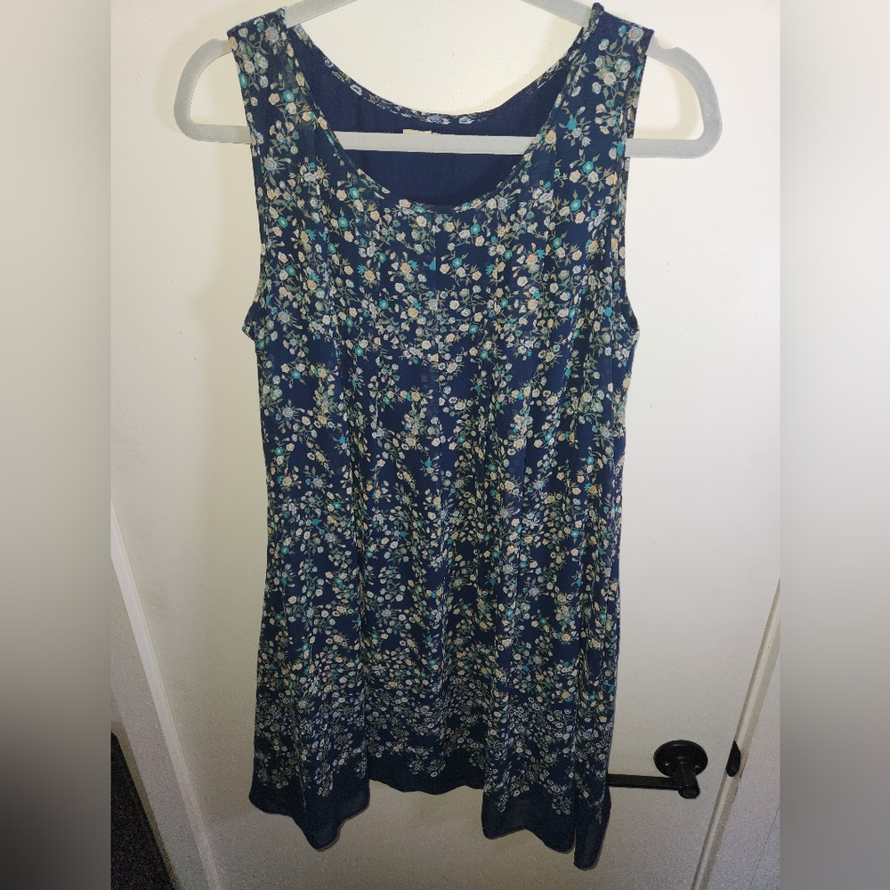 Max Studio Navy Blue Floral Dress Medium